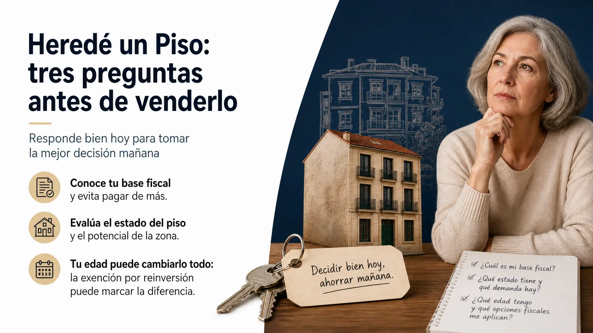 El valor declarado en Sucesiones fija tu base fiscal. La edad y el estado del piso deciden si vender ahora es la mejor opción.