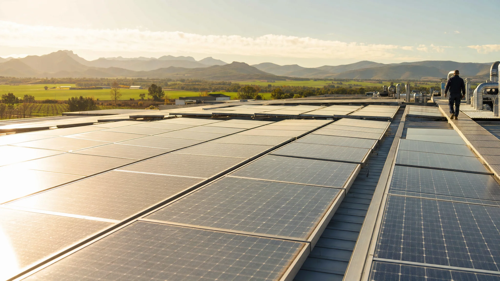 Solar panels on the factory roof